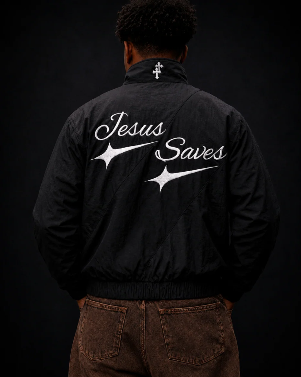 "Jesus Saves" Windbreaker