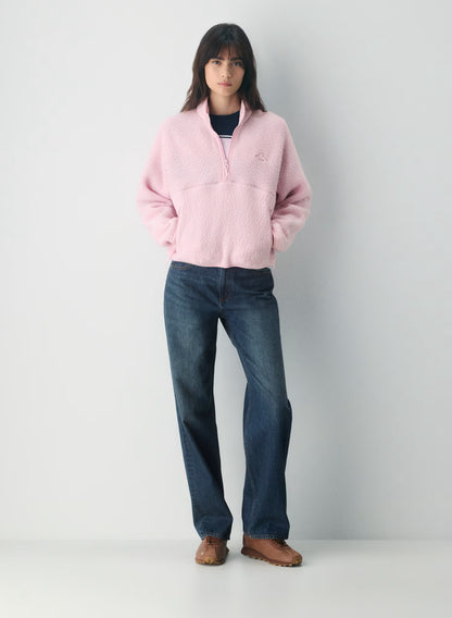 Pink 1/2 Zip Hi-Hip Sweater
