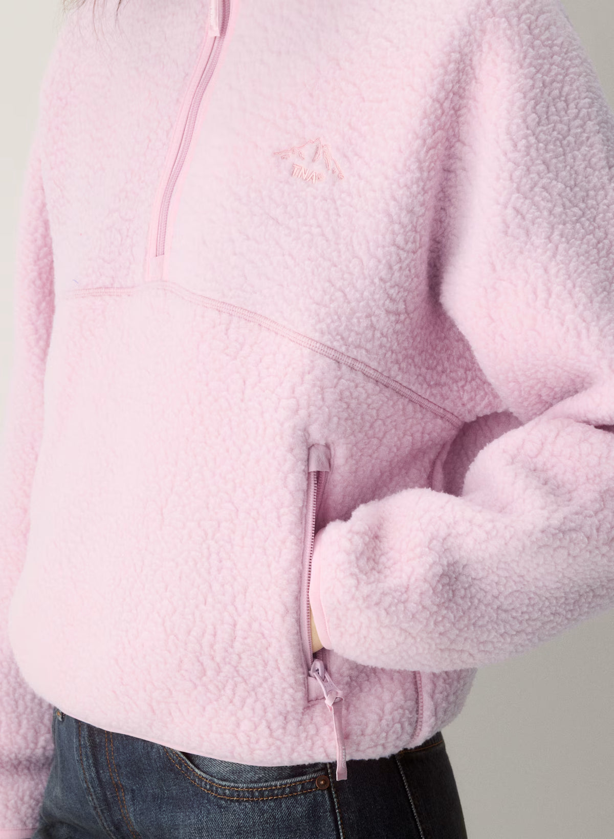 Pink 1/2 Zip Hi-Hip Sweater